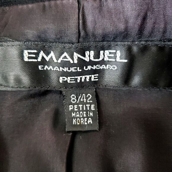 Emanuel Ungaro Womens Blazer Petite Size 8 Black Hidden Button Up Jacket - Picture 9 of 10